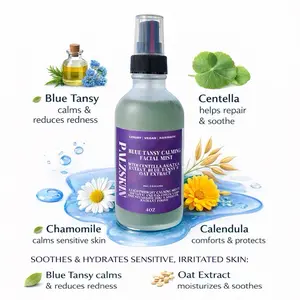 PALZSKIIN Blue Tansy & Oat Facial Mist - Soothes & Hydrates Sensitive Skin with Centella, Chamomile, and Calendula Extracts