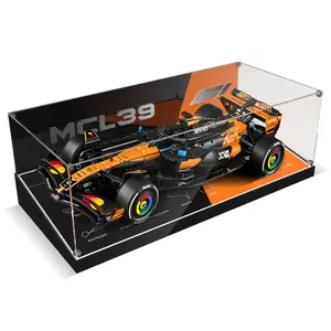 Display Case for 42228 McLaren MCL39 Car, Premium Acrylic Dustproof Showcase with LED Lighting to Showcase Your Building Kit (Only Case - Model Not Included)