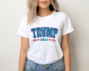 Trump 2024 Shirt, Faux Glitter Trump Shirt, Sparkly Trump 2024, Take America Back, 2024 Election, Make America, Shirt for Women