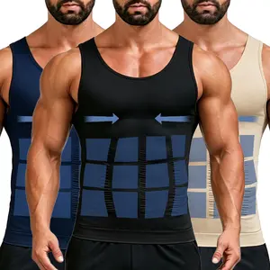 Men's Compression Waist Shaper Vest, Breathable Nylon Tummy Control Undershirt Tank Top Men's Compression Waist Shaper Vest, Breathable Nylon Tummy Control Undershirt Tank Top