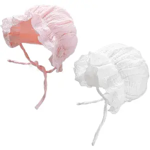 P-AD033   Baby Girl Boy Lace Cotton Bonnet Newborn Infant Soft Warm Cap Toddlers Breathable Eyelet Beanie Sun Protection Hat