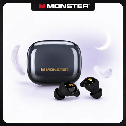 Monster Sleep True Wireless Earphones - Portable Wearable Wireless Headphones, Invisible Mini Lightweight In-Ear Invisible Earbuds, Earjoy App, White Noise, Custom EQ for Side Sleepers, Travel Use