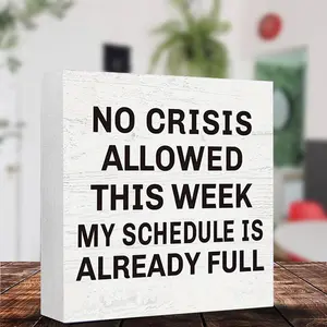 No Crisis Allowed Letter Square Foam Desktop Ornament, 1 Count Tabletop Home Office Decor, Desk Table Party Decoration Supply, Signs, Decorations Supplies