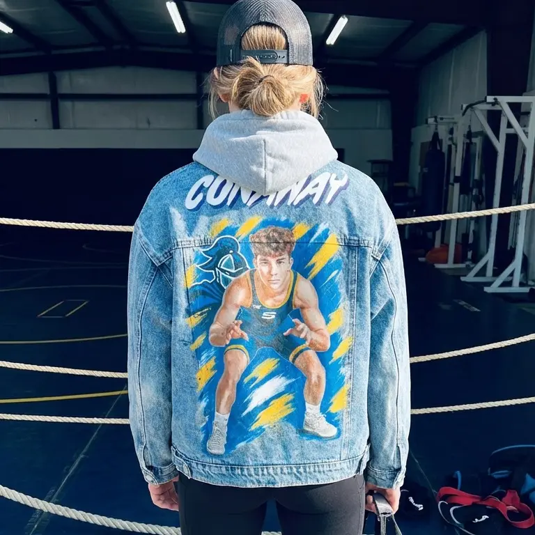 Custom Hand-Painted Denim Jacket - Personalized Portrait, Name & Design | One-of-a-Kind Wearable Art Gift