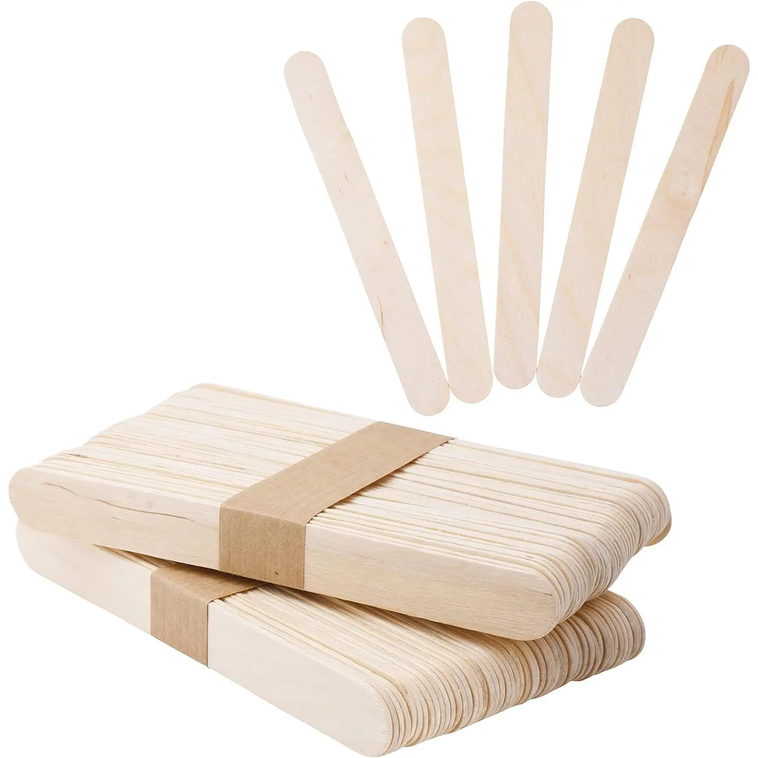 Mandala Crafts 6 Inch Jumbo Wooden Popsicle Sticks for Crafts - Craft Wood Sticks for Food Ice Cream Sticks Tongue Depressors - Waxing Sticks for Hard Wax Paint