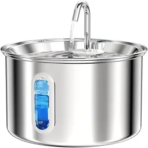 Stainless Steel Cat Water Fountain Corded 3L/101oz Pet Water Fountain Dog Waterer with Quiet Pump and 4-Layer Filtration for Cats and Dogs