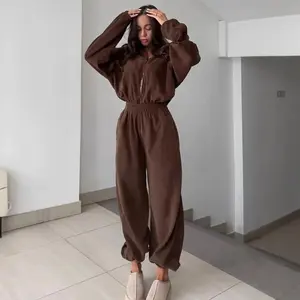 Spring and Autumn Women's New Fashion Long Sleeve Jumpsuit Women's Casual Elastic Waist Jumpsuit