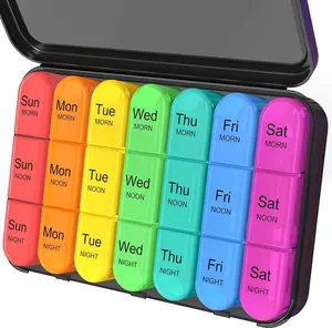 Weekly Pill Organizer 3 Times a Day, Pill Box 7 Day, Pill Cases Organizers 7 Day, Medicine Pill Organizer to Hold Vitamins and Medication