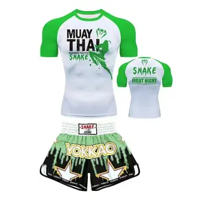 Boxing training clothes Muay Thai shorts men's and women's UFC Sanda fighting MMA fitness sports short-sleeved two-piece fighting set