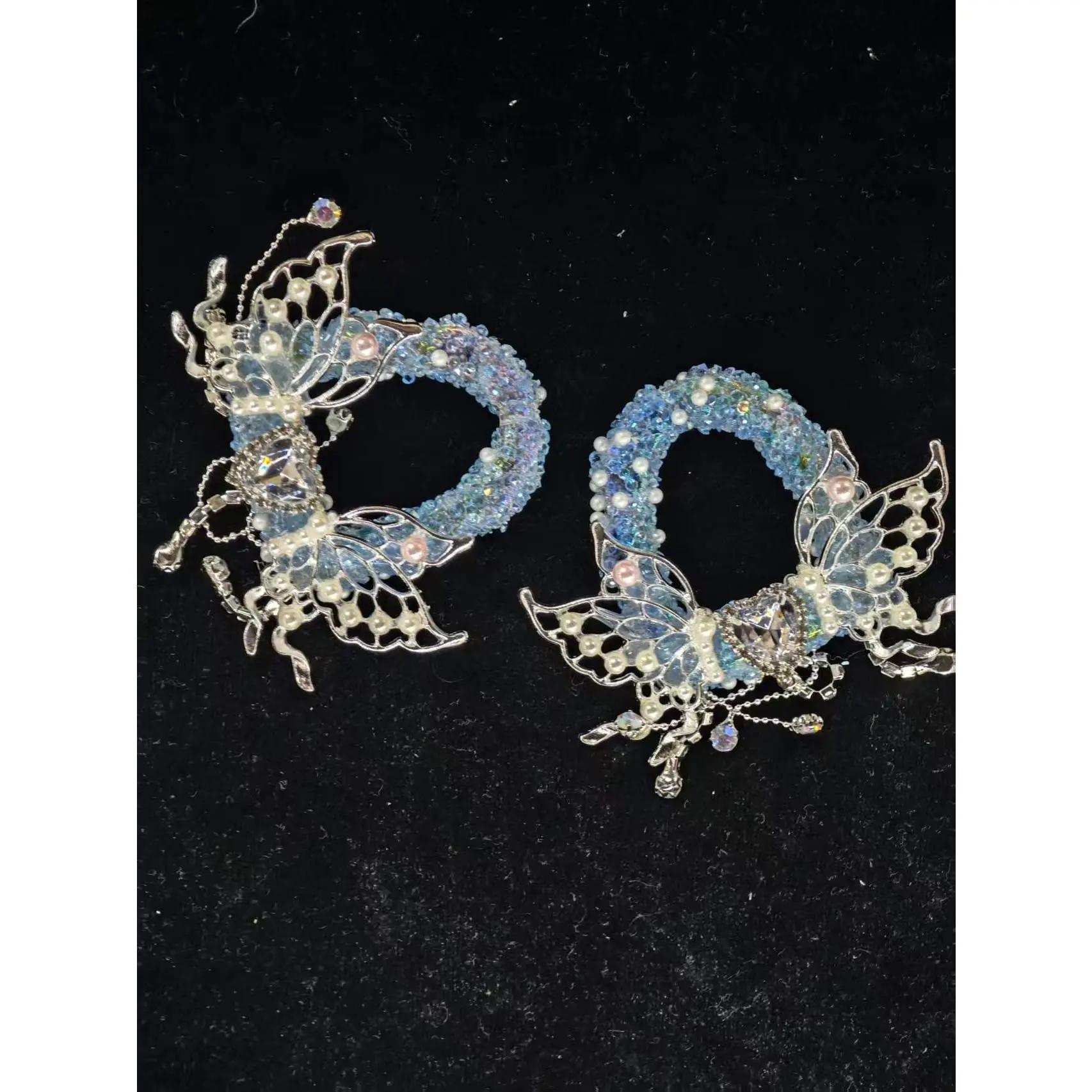 517 2PCS Butterfly Crystal Ring Beads | Luxury Fairy Butterfly Spacer Charms for DIY Pens & Jewelry