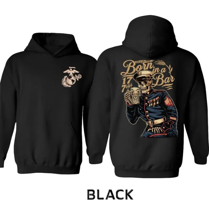 Men's USMC Graphic Hoodie, Long Sleeve Soft Cotton 250th Anniversary Pullover Sweatshirt with Patriotic Eagle Globe Anchor, Sweatshirts, Men's Stuff, Gamers, Funny Meme