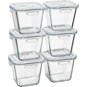 Glass Soup Containers with  32 oz, 4 Cup Glass Storage Containers, Tall Borosilicate Glass  Storage Containers for Lunch, Ice Cream, Travel and Deli, Soup Freezer Safe Containers with