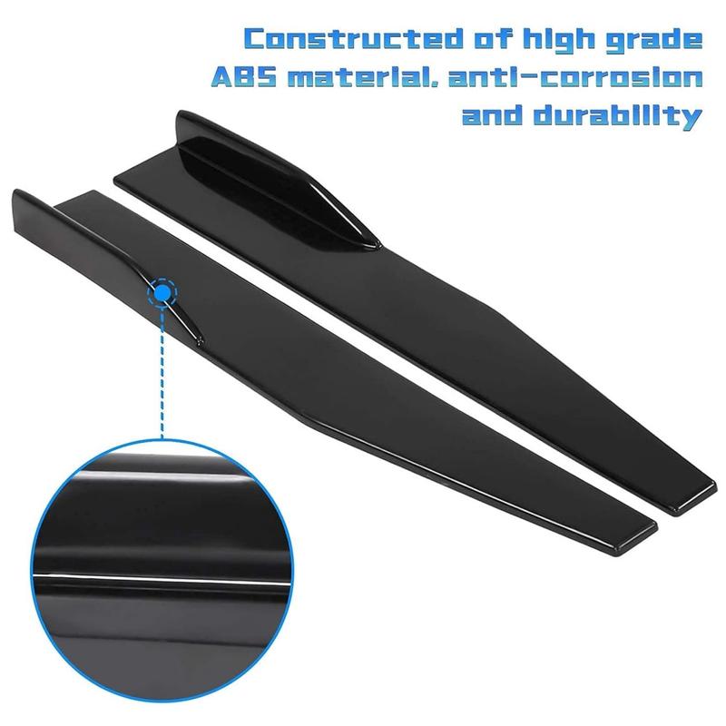 Glossy Front Bumper Lip Kit, Universal Car Bumper Protection Kit - Adjustable 4-Section Front Bumper Lip, Black Chin Spoiler Splitter, Rear Lip & Side Skirt, Easy Install & Durable Design, Fits Honda Toyota Mazda Nissan Ford Mercedes-Benz Hyundai Subaru