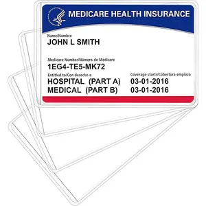 New Medicare Card Holder Protector Sleeves, Mil Clear PVC Water Resistant Plastic Sleeves for New Medicare/Social Security/Business/ID/Credit Cards