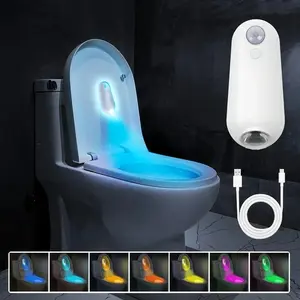 Smart RGB Seven-Color LED Toilet Light with Motion Sensor, USB Rechargeable Night Lamp, Ambient Night Lights, Easy Installation, Ideal Gift for Bathroom and Bedroom