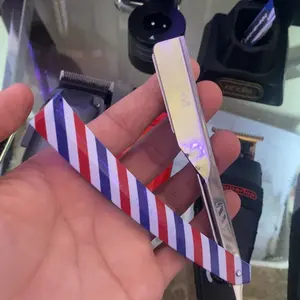 UM Supplies Straight Edge Razor With Extra Single Edge Replacable Blades Stainless Steel (Black)