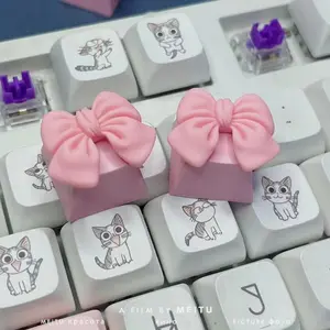 DIY Handmade Customized Pink Butterfly Keycap Transparent Cross Axis Game Girl Pink Mechanical Keyboard Keycap