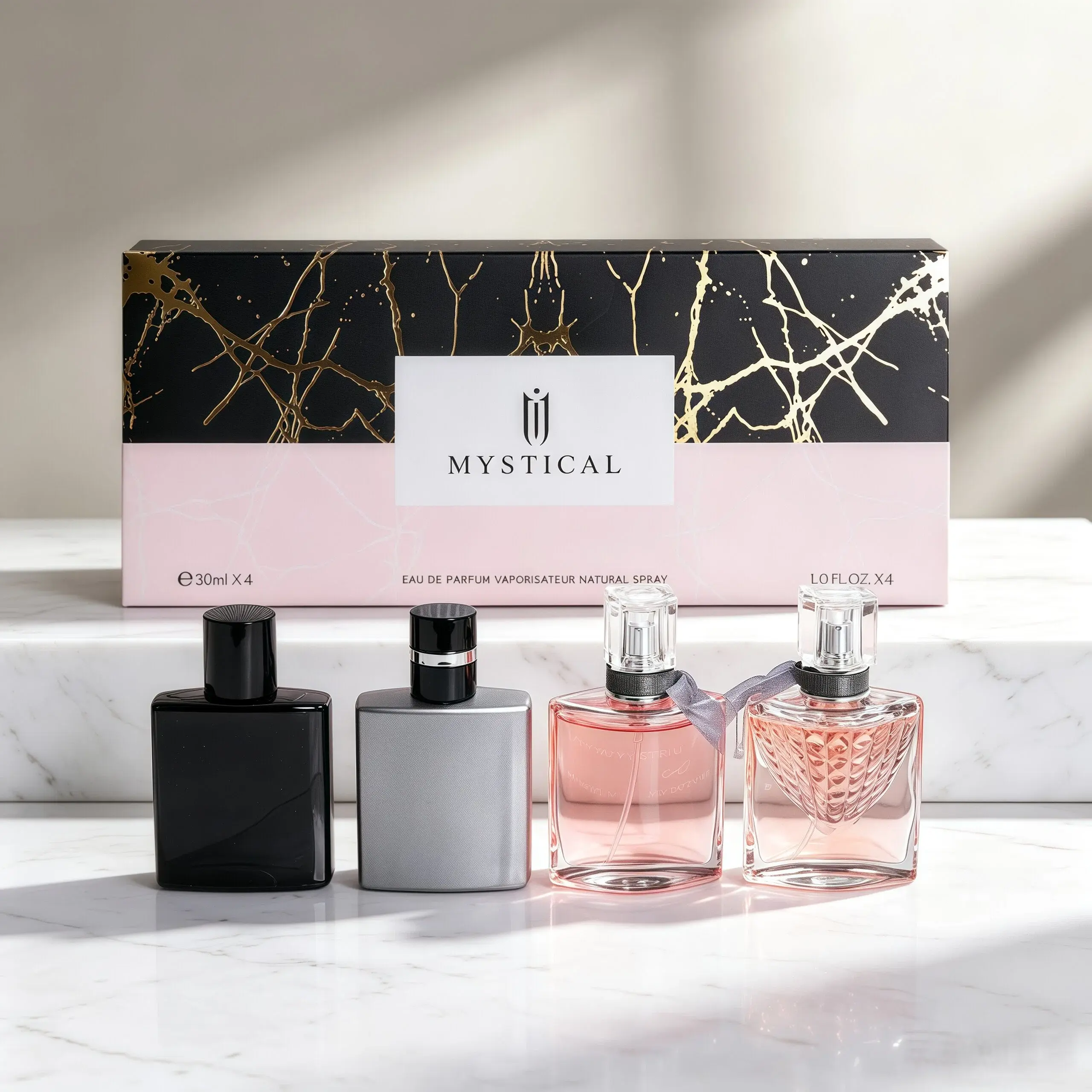 Mystical Couples Fragrance Gift Set, 2 Unisex + 2 Women Perfume 30ml×4 Long Lasting EDP Natural Spray, Fresh Woody Sweet Floral Fruity Vanilla Scent, Luxury Portable Travel Size Perfume Kit, Ideal For Daily Wear Date Night Summer Gift