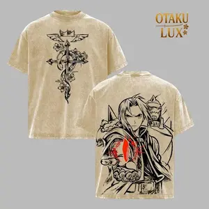 Elric Brothers Fullmetal Alchemist T-Shirt, Vintage Washed Oversize Shirt, Anime Graphic Tee, Anime Manga Streetwear Top, Retro Heavyweight Cotton Tee, Fullmetal Alchemist Merch Gift for Fans & Manga Lovers USO PY1
