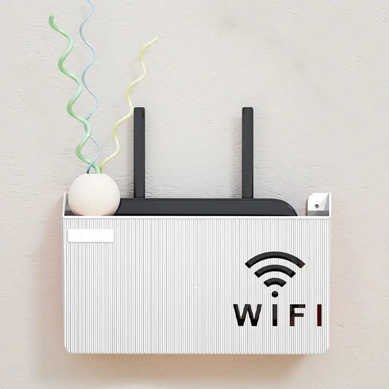 Wall Mounted Router and TV Set-Top Storage Rack Media Organizer Shelf ...
