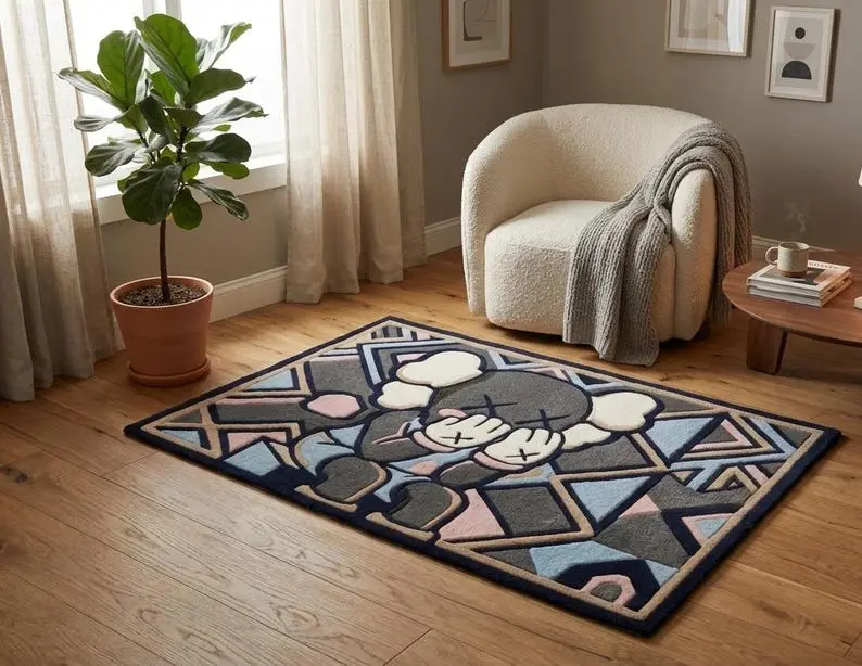 KAWS Inspired Hand Rug, Kaws Character Carpet, Hypebeast Decor