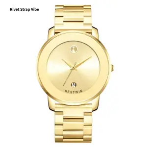 Luxurious business quartz watch suitable for gentlemen and ladies, featuring a sturdy stainless steel strap, calendar function, and waterproof feature. The design is simple, elegant, and durable, making it suitable for everyday wear