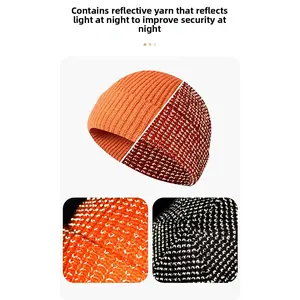 Night Reflective Silk Knitted Hat Winter Outdoor Sports Reflective Hat Running Hat Personalized Warning Hat