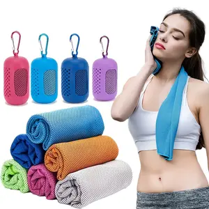 1pcs Summer Ice Silk Cold Sensation Sports Towel, Outdoor Cycling Fitness Cooling Towel, Quick Dry, Includes Silicone Storage Bag, Workout Towels