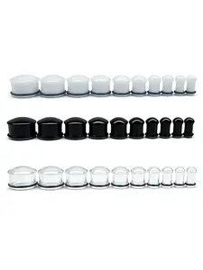 Ears Gauges Tunnels Plugs for Women Acrylic Solid Plugs with O-Rings Ear Gauge Stretching Kit 5mm-20mm Inch Expander Stretcher Plug Earrings Piercing Jewelry for Women Men