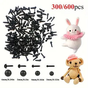[Mini Plastic Eyes] 300pcs Mini Black Artificial Plastic Eyes | for Sewing Small Ball Craft Eyes for Needle Felting Bears Dolls Puppet Plush Animal Sewing Making (No Washers or Backs)