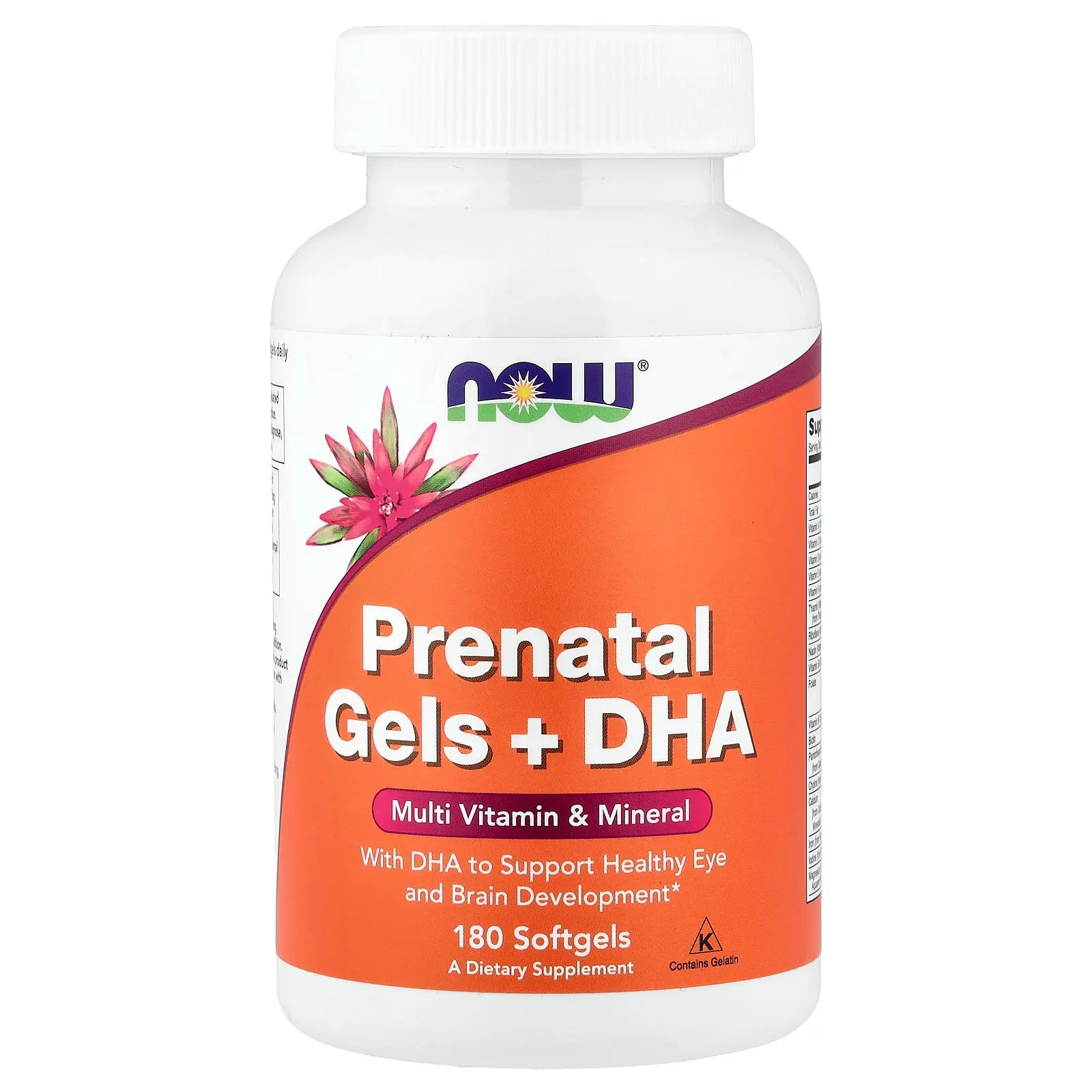 NOW Foods Prenatal Gels + DHA, 180 Softgels | HSA/FSA Eligible