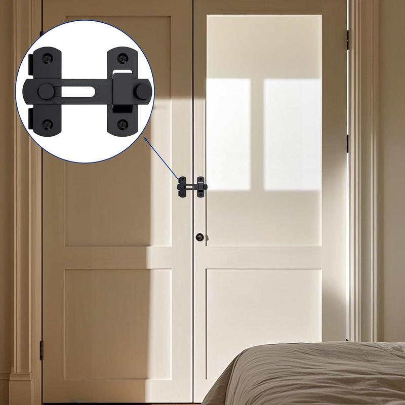 Barn Door Lock, 180 Degree Flip Sliding Barn Door Latches, Gate Latch for Barn Door, Sliding Door, Pet Door, Garage, Bathroom, Window, Outdoor