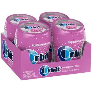 Orbit Bubblemint Sugar Free Chewing  Bulk Pack 55 Piece Bottle 4 Pack WM Wrigley Jr Company Chicago IL 60642 Assorted Extra Long Flavor  stick blue gum