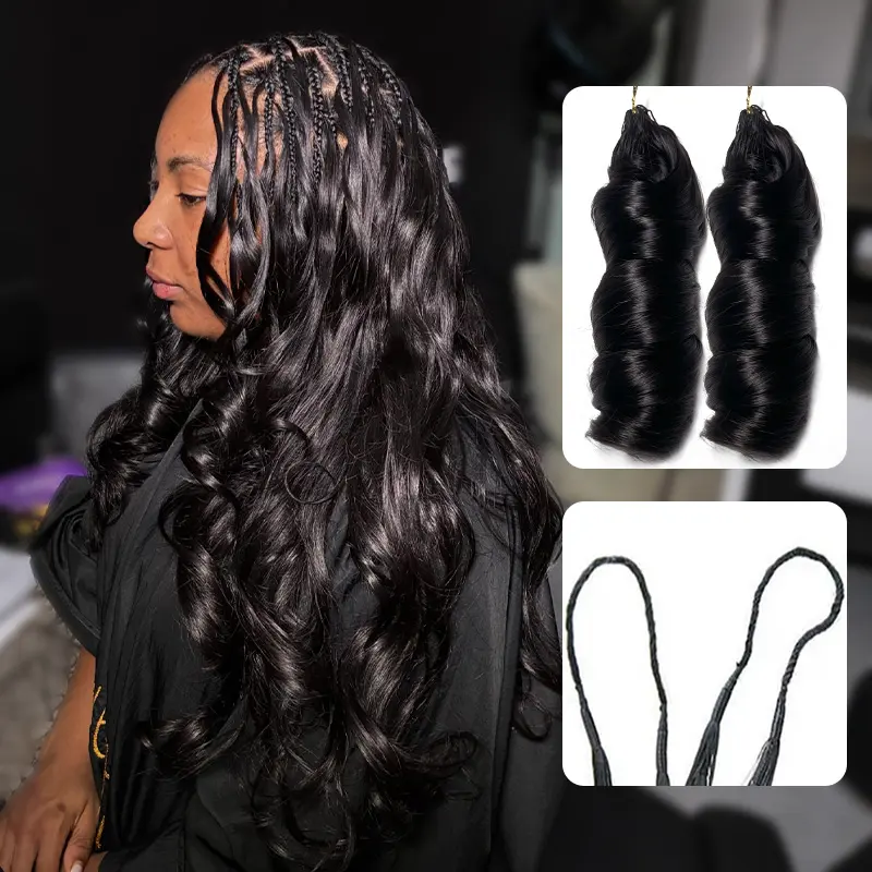 ISEE HAIR French Curl Feather Crochet Human Hair #4 Chocolate Brown & Natural Black Color, Invisible Miracle Knots Pre-Separated Crochet Braiding Hair for Boho Braids, Knotless Braids,Pre-Looped Pre-Separated #SoHoChic #TikTokShopBackToSchool