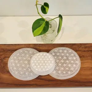 Flower of Life Selenite Charging Plates