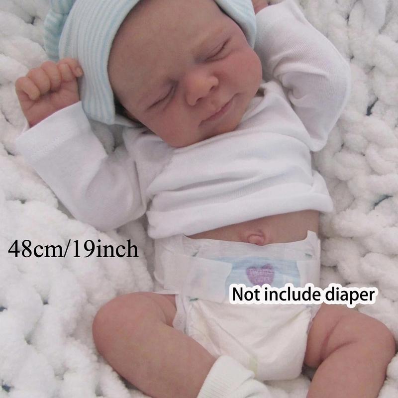 19inch Realistic Reborn Girl Doll Full Body Soft PVC 3D Painted Light Beige with Visible Veins Includes Outfit Pacifier Bottle Children's Collectible Newborn Toy with Sleep Function and Pacifier