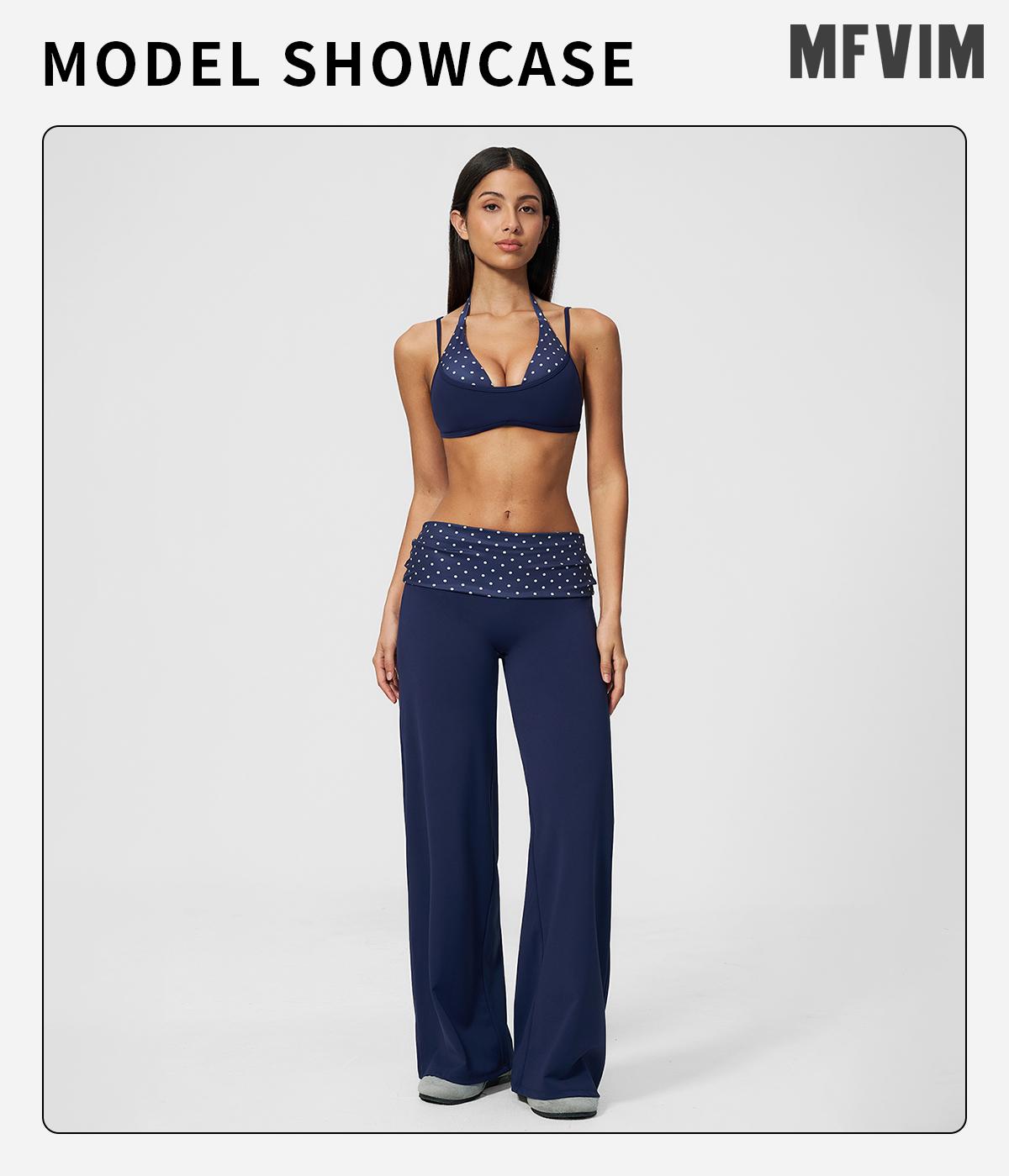 MFVIM women’s halter yoga set — breathable “naked feel” fitness bra and high-waisted wide-leg athletic pants, two-piece slim-fit training workout apparel