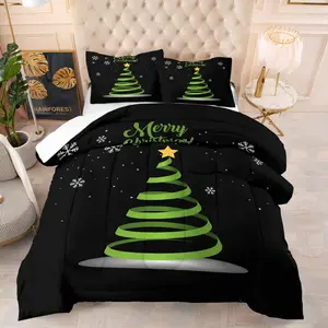 Christmas Tree Pattern comforter, suitable for children and teenagers as a Christmas bedroom decoration gift, including 1 comforter and 1 or 2 pillowcases without a core