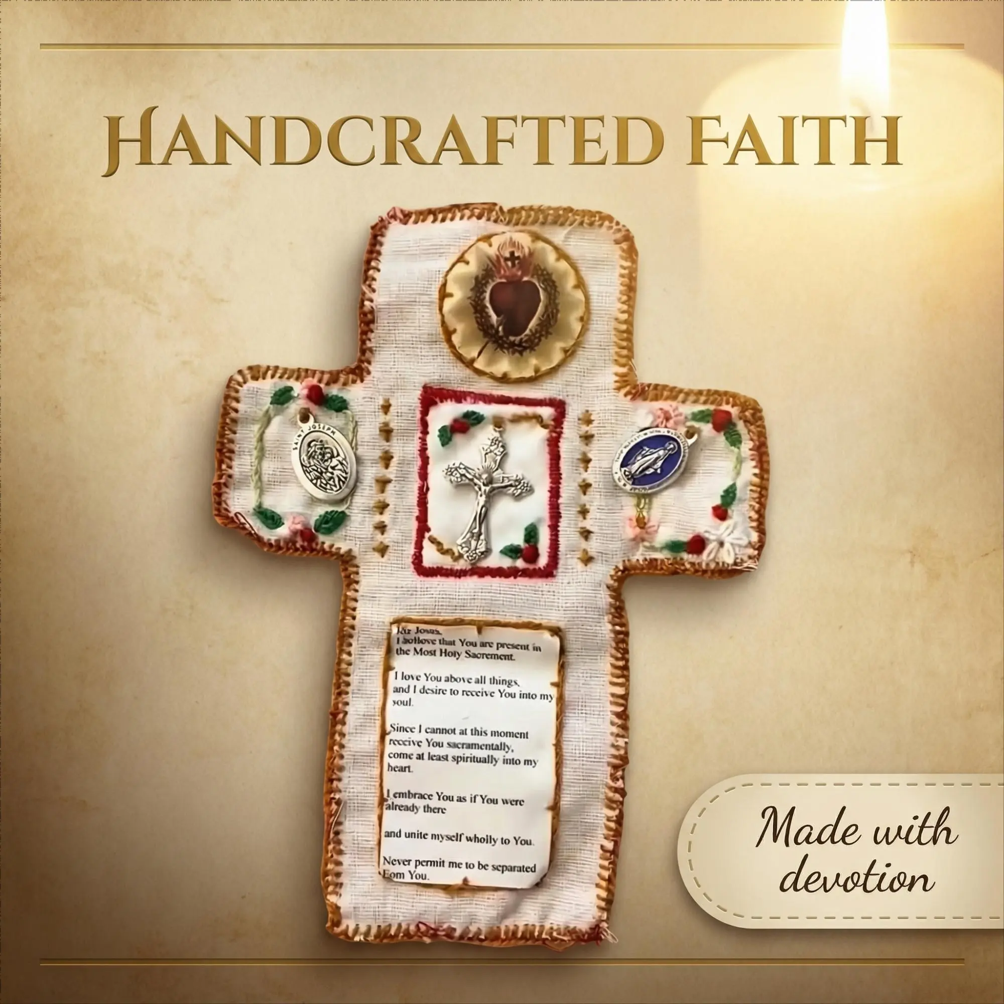 Handmade Pocket Shrine with Silver Cross, 1/2 Counts Embroidered Pocket Shrine for Prayer, Christian Prayer Gift, Encouragement Scriptures, Christian Gift, Religious Home Decor, Religious Decorations, for Home, Church, Outdoor
