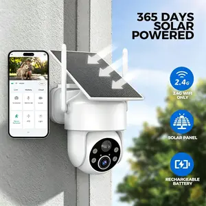 2026 Upgraded Wireless Outdoor 2-Kilopixel 360° View Security Camera - Waterproof Solar-Powered Home Camera with Color/IR Illumination Night Vision, AI Motion Detection, 2-Way Audio, Spotlight Siren Alarm, SD/Cloud Storage, 2.4G WiFi