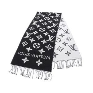 Pre-owned Louis Vuitton Wool Small Leather Goods LV Essential Noir Scarf