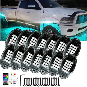 Waterproof RGB SMD Rock Lights Kit with Music Sync Model Multi-Color Technology for Car Truck Pickup Jeep Universal Easy Install Durable Construction Ideal for Indoor Outdoor Decor