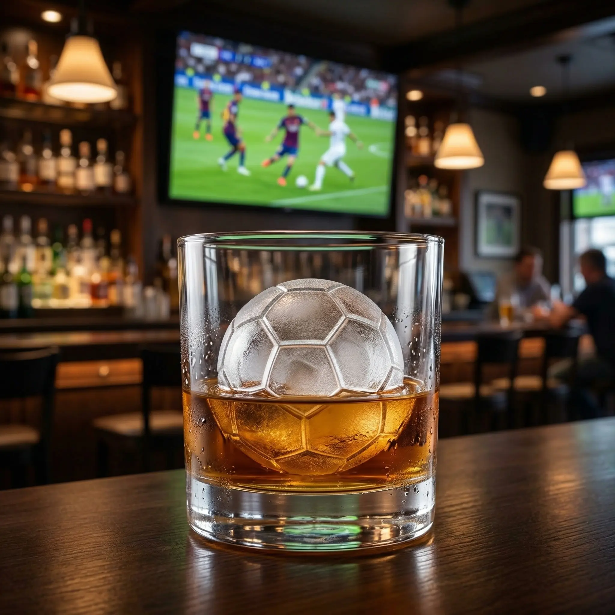Soccer Ball Ice Cube Mold, Large Round Silicone Ice Maker for Whiskey Cocktails, Football Shape Ice Tray, Reusable Freezer Mold for Soccer Fans, Game Day Party Drinks & Gifts