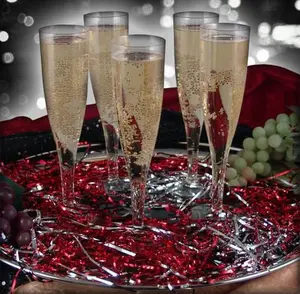 10-Piece Plastic Champagne Flutes, Disposable Drinkware Glasses for Parties