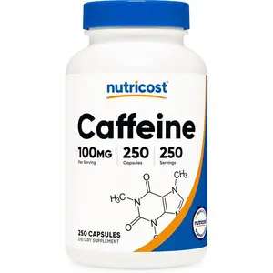 Nutricost Caffeine Pills 100mg Per Serving, 250 Capsules