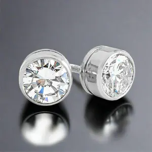 1ct IGI Certified Lab Diamond Stud Earrings in 14K White Gold | Ideal Cut