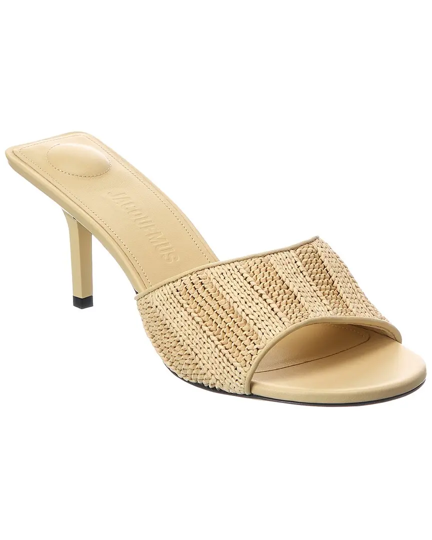 Jacquemus Cubisto Raffia & Leather Mule