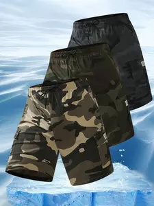 Men's Camo Print Camouflage Drawstring Waist Cargo Shorts, Regular Fit Casual Pocket Shorts for Summer, Fashion Men's Bottoms for Daily Wear