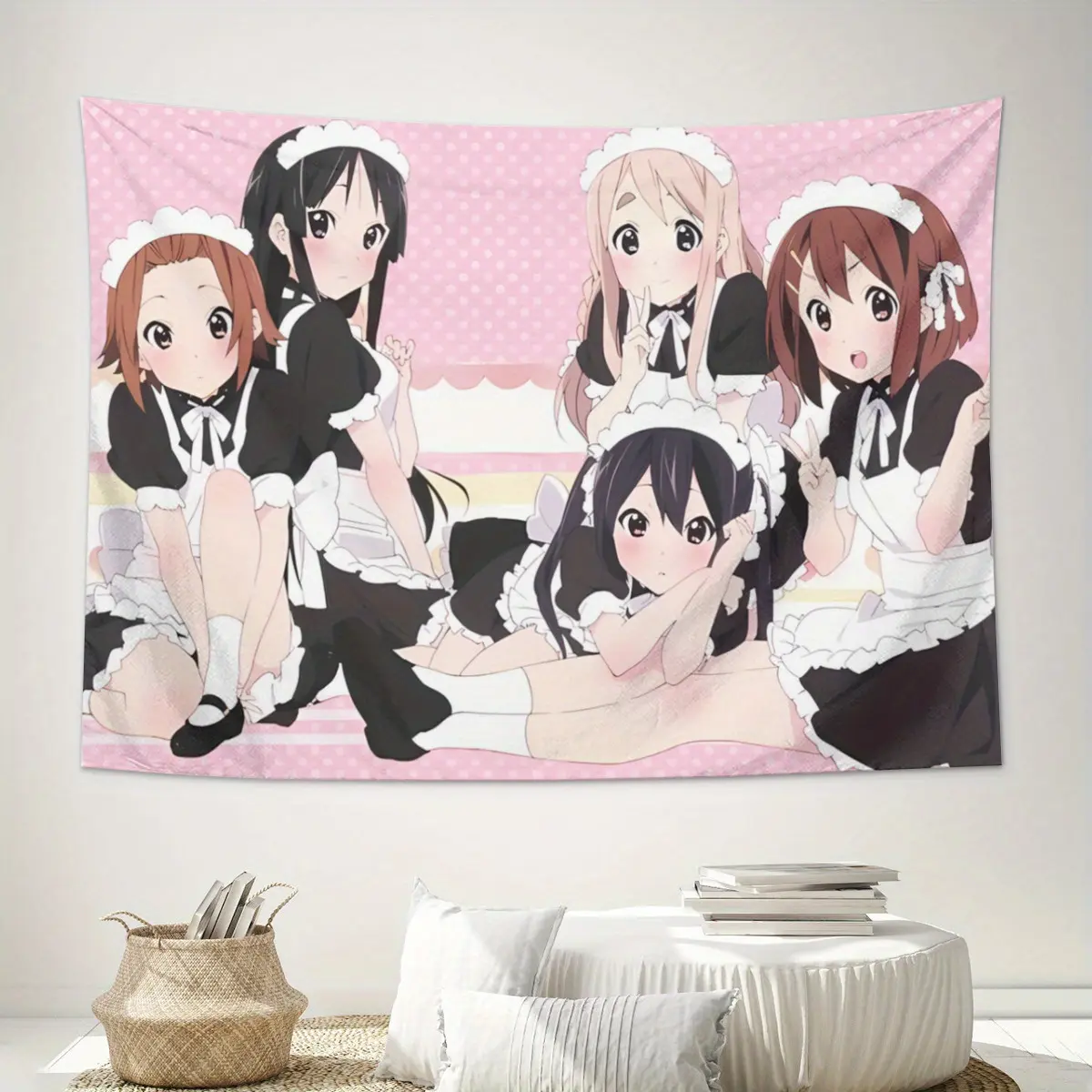 ZLIENSZUS Nekopara Anime Wall Hanging - Colorful Pink and White Light Coffee Polyester Fiber, Used for Horizontal Wall Hanging in Corridors, Stairs or Living Rooms, Adding Depth and Personality to Spaces, Anime Room Decoration, Home Bedroom Decor,Cartoon