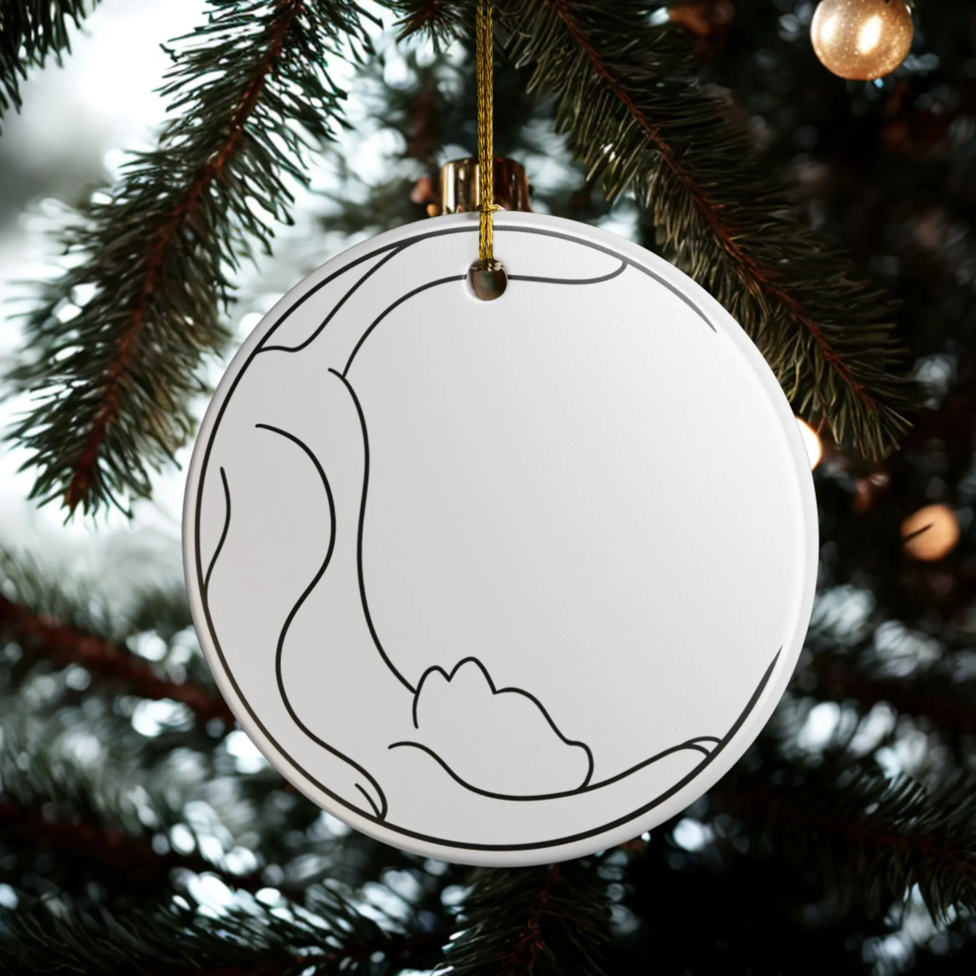 Ceramic Moon Ornament – Celestial Cat, Minimalist Home Accent